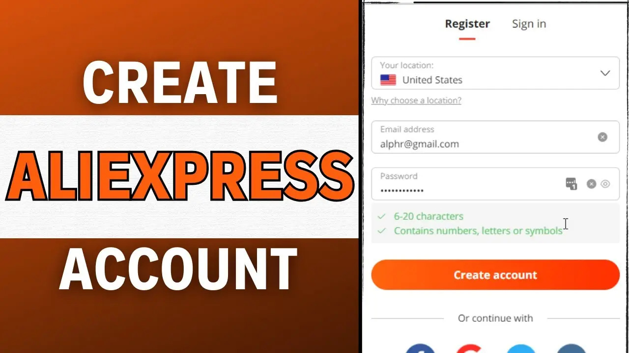 create aliexpress account