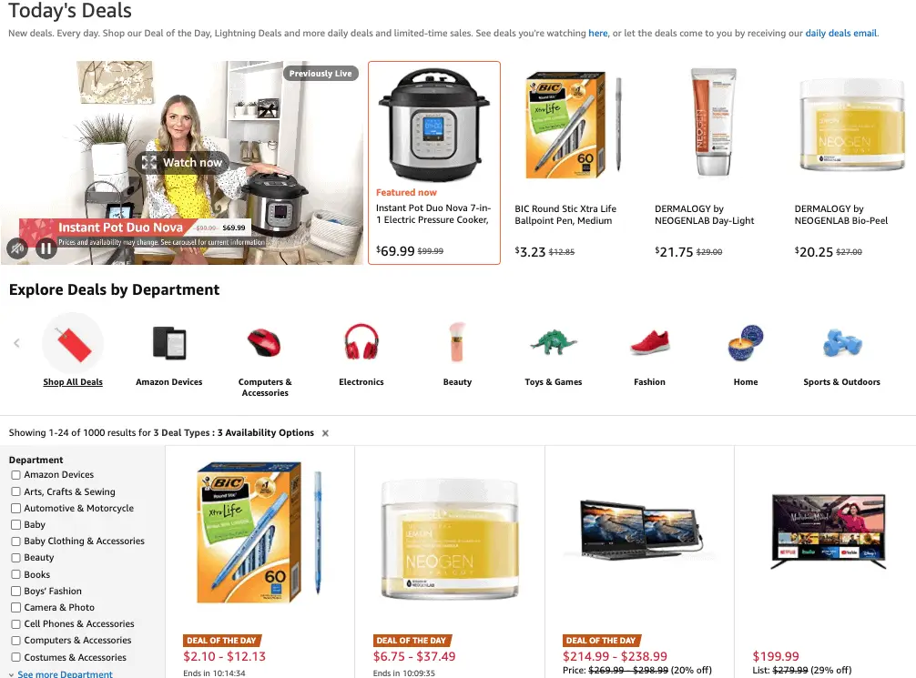 Using Amazon’s Deal Pages